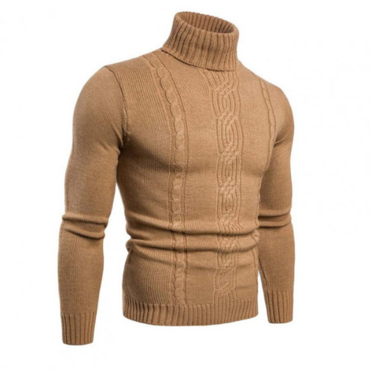 Snygg Polotröja med Kabelstickning för Herr | Perfekt för Höst/Vinter