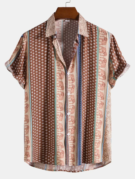 Herrskjorta Lätt Vintage Look 100% Bomull Avslappnad Snitt