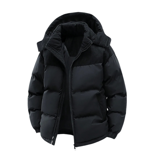 Herr vinter pufferjacka – Tjock vadderad parkas med huva, varm streetwear jacka för kalla dagar