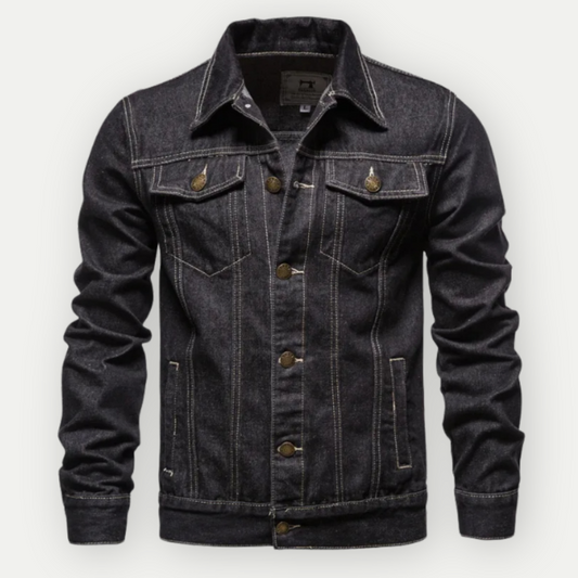 Jeansjacka i truckerstil