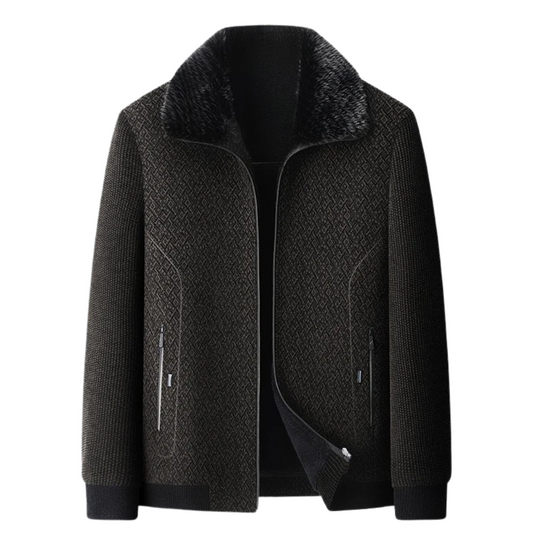 Herr vinterrock i ull – Varm trenchcoat med sammet, business & casual overcoat | Hög kvalitet