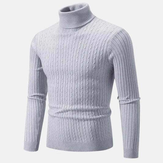 Smal Passform Polokrage Kabel Tröja För Herr | Ideal för Höst/Vinter