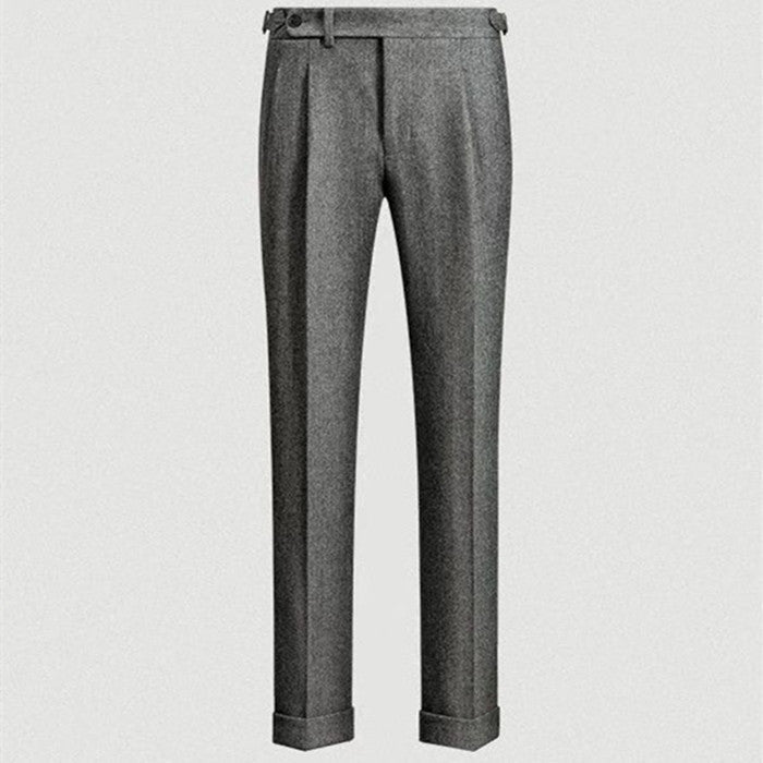 Herr Fritidsbyxor Avslappnad Tweed Vintage Stil