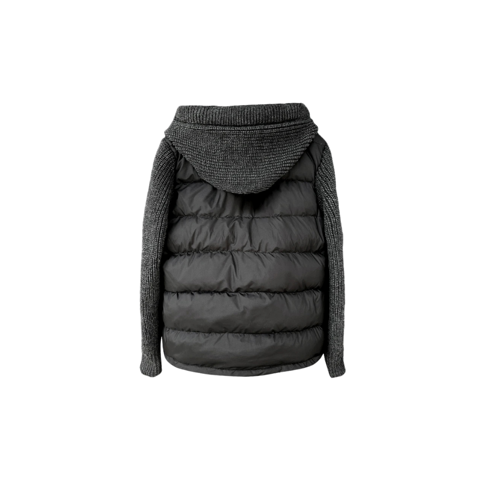 Lättstickad "fake two-piece" puffer, vit nyhet med dunlook