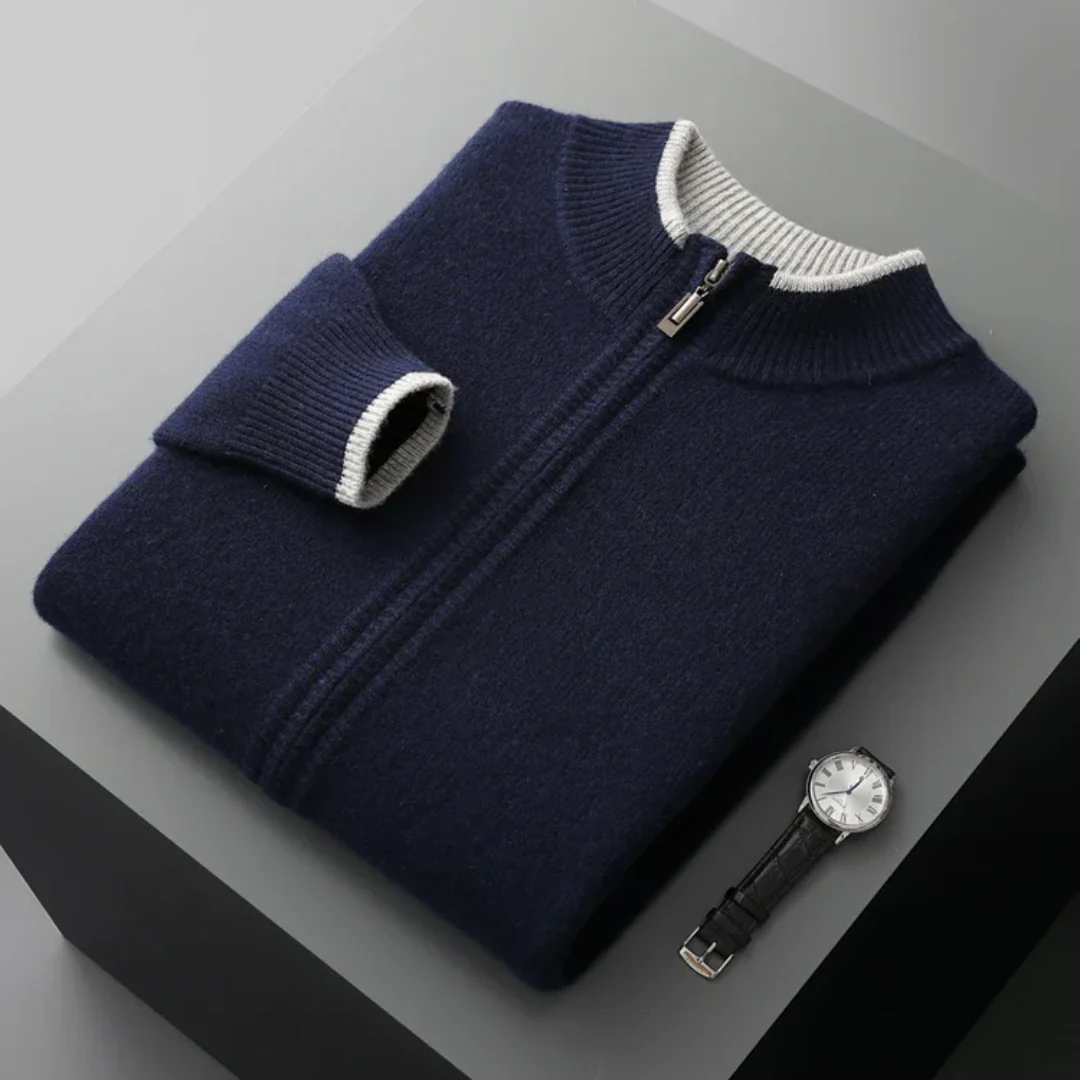 NOEL | Zip-Cardigan i Äkta Merinoull för Herr