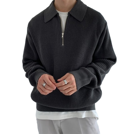 Herr Halv Zip Tröja i Modern Stil