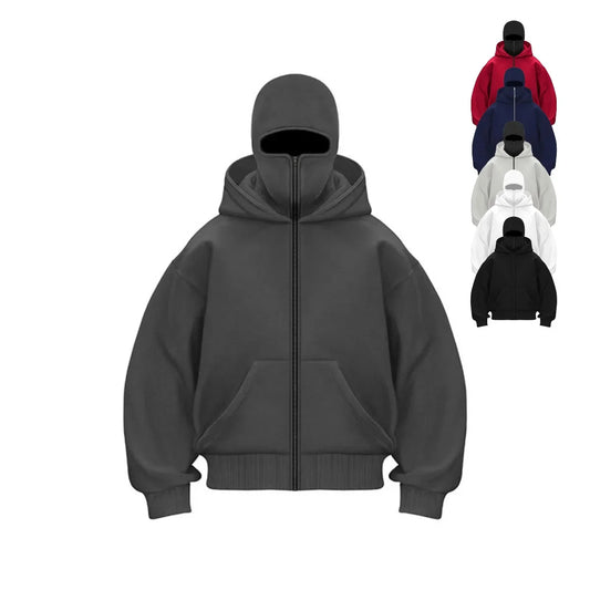 Herrar hoodie med balaklava och huva