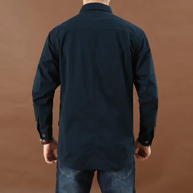 Herrens Cargo Skjorta Slim Fit Bomull