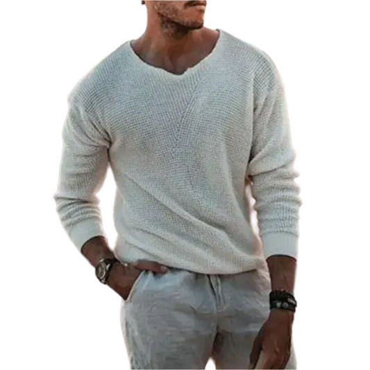 Herrpullover Långärmad Klassisk Stickad Mjuk Material