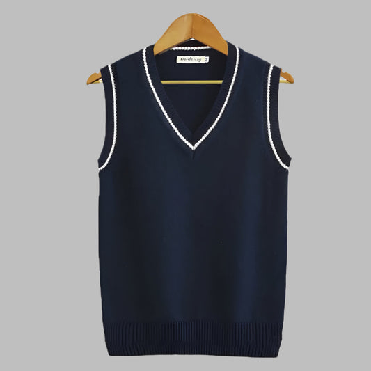 Retro randig preppy stil ärmlös tröja