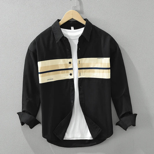 Herrskjorta Lapptäcksstil Relaxed Cotton
