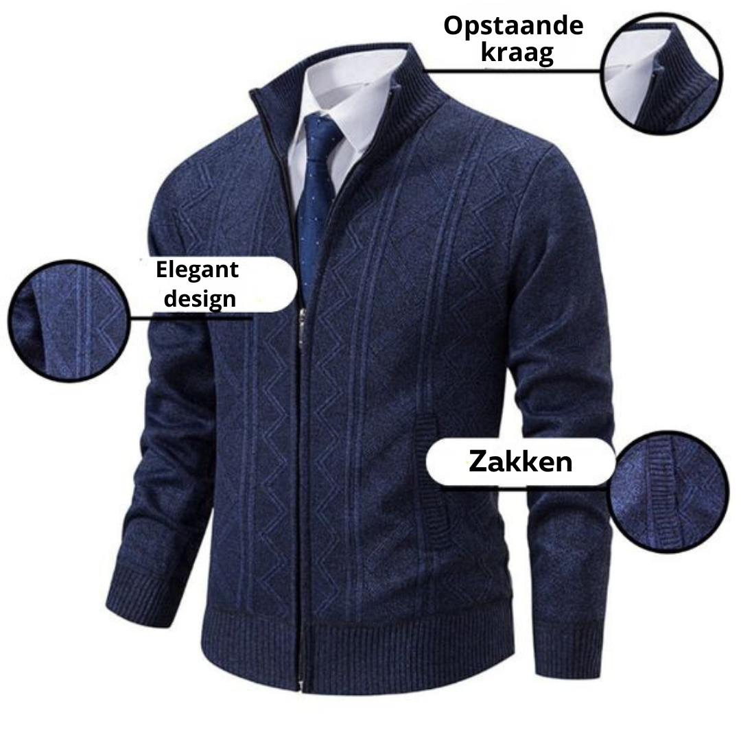 Elegant Zip-up Mönstrad Tröja för Herr | Perfekt för Höst/Vinter