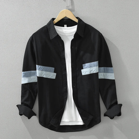 Herrskjorta Patchwork Casual Fit Bomull