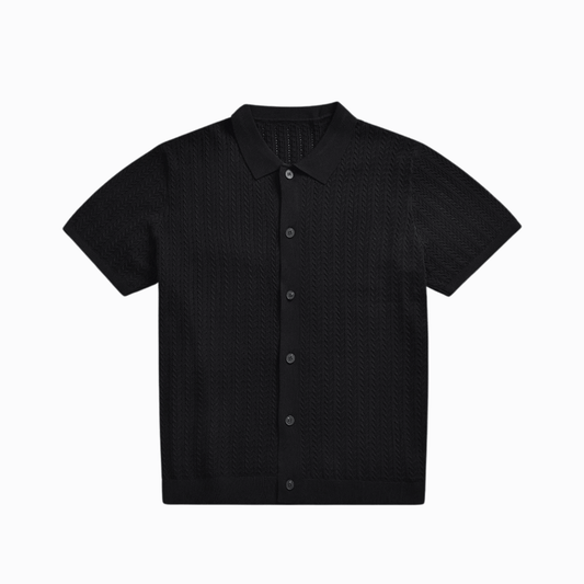KNITTED POLO SHIRT - Black