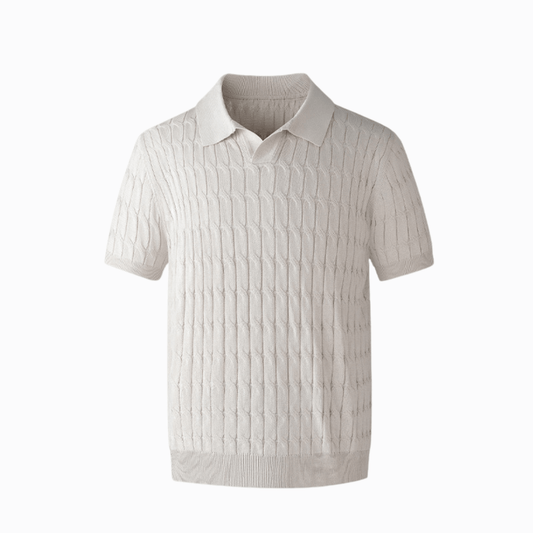 RIBBED POLO - Beige