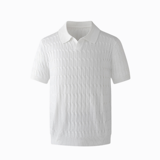 RIBBED POLO - White