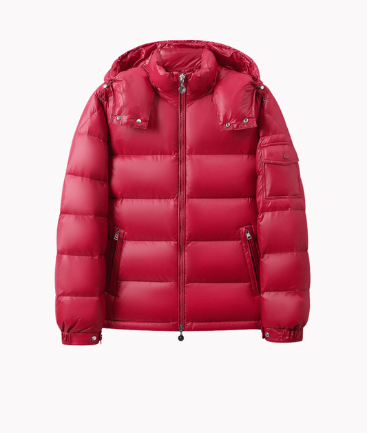 HOODED PUFFER JACKET - Red