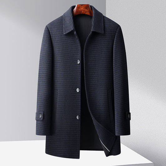 Herrrock – Ull – Regular Fit – Mellanlängd – Houndstooth – Enkelknäppt – Manschettknappar
