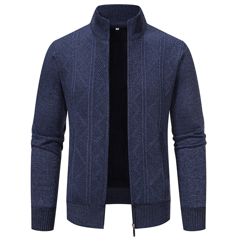 Elegant Zip-up Mönstrad Tröja för Herr | Perfekt för Höst/Vinter