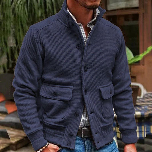 Herrjacka – Slim Fit – Hög Krage – Knappstängning – Flappfickor – Vardagsstil