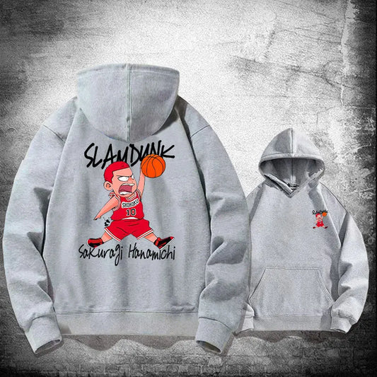 Oversized herrhoodie med anime-design