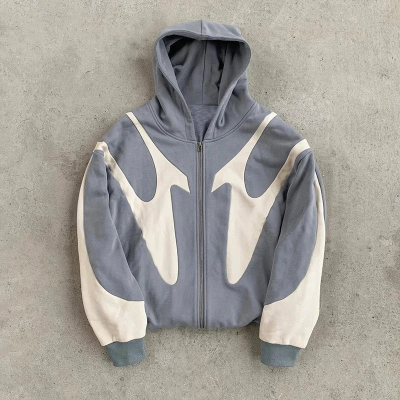 Retro Zip Hoodie med djävulsmotiv