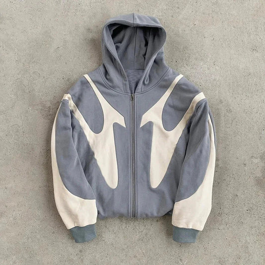 Retro Zip Hoodie med djävulsmotiv