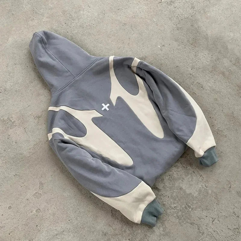 Retro Zip Hoodie med djävulsmotiv