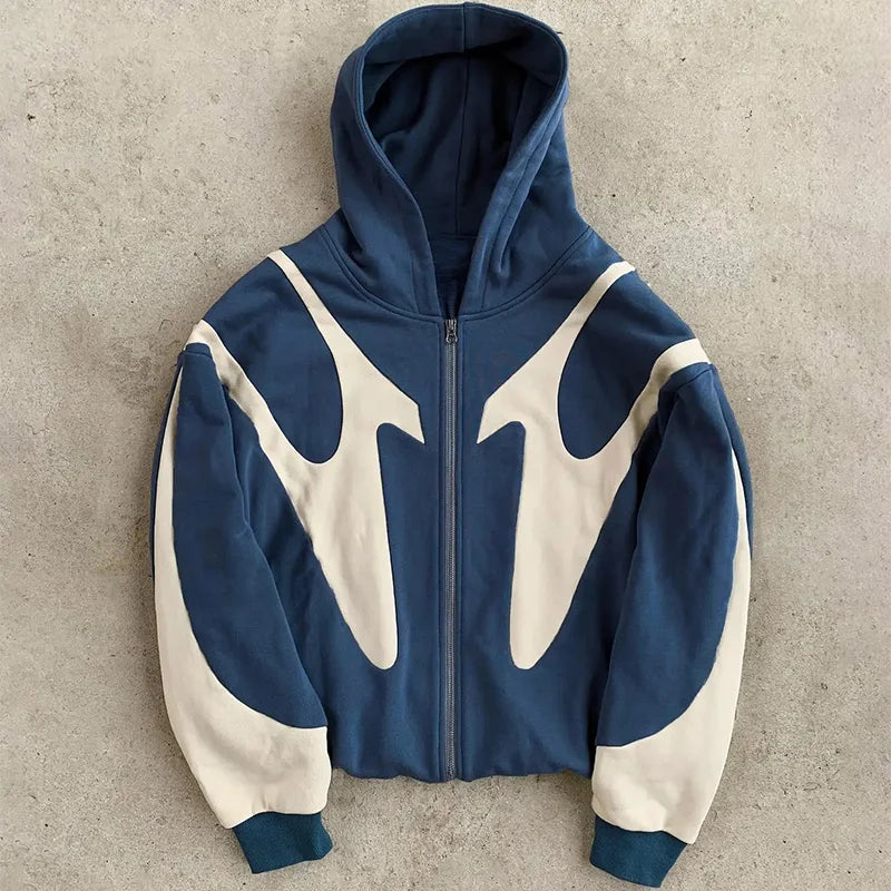 Retro Zip Hoodie med djävulsmotiv