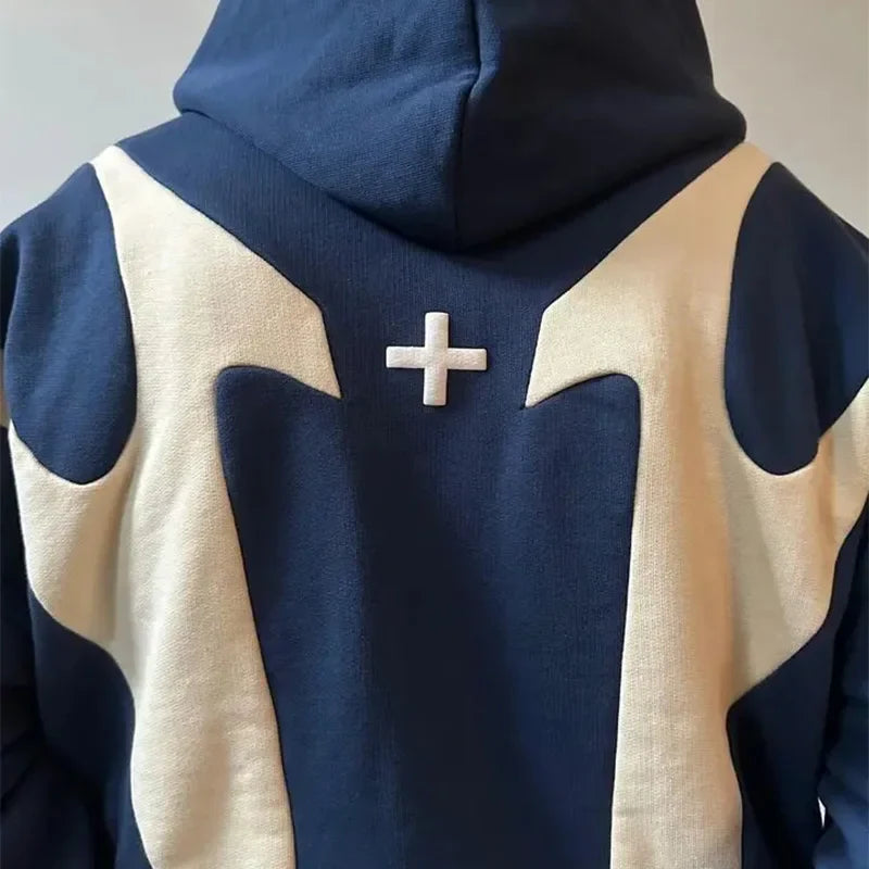 Retro Zip Hoodie med djävulsmotiv