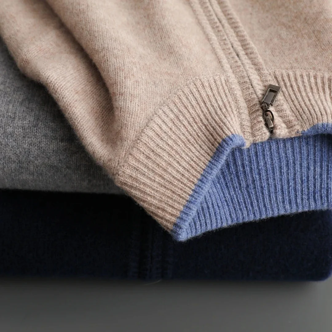 NOEL | Zip-Cardigan i Äkta Merinoull för Herr