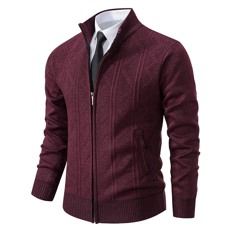 Elegant Zip-up Mönstrad Tröja för Herr | Perfekt för Höst/Vinter