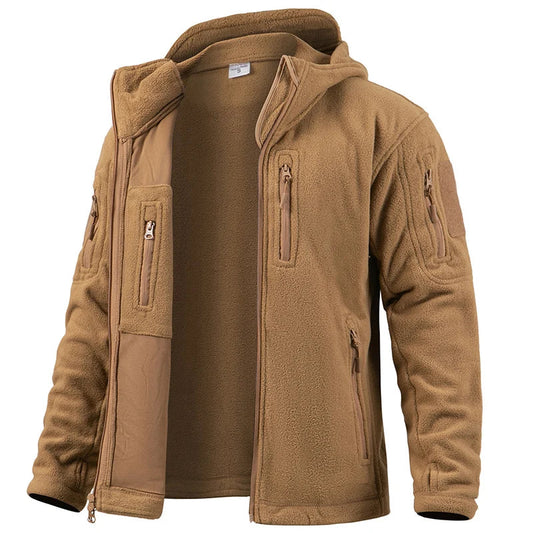 Herrjacka i fleece – Normal passform – Huva – Flera fickor – Full dragkedja