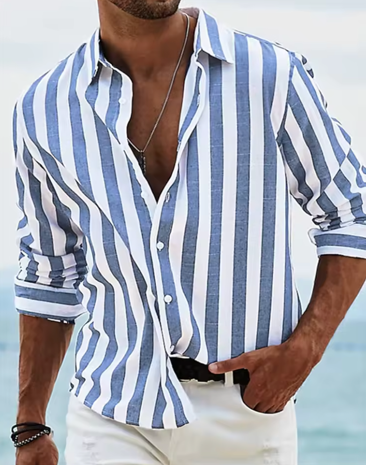 Riviera Stripe Skjorta – Långärmad Randig Herrskjorta /Grön