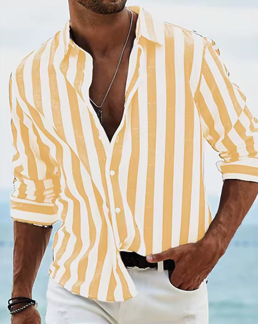 Riviera Stripe Skjorta – Långärmad Randig Herrskjorta /Gul