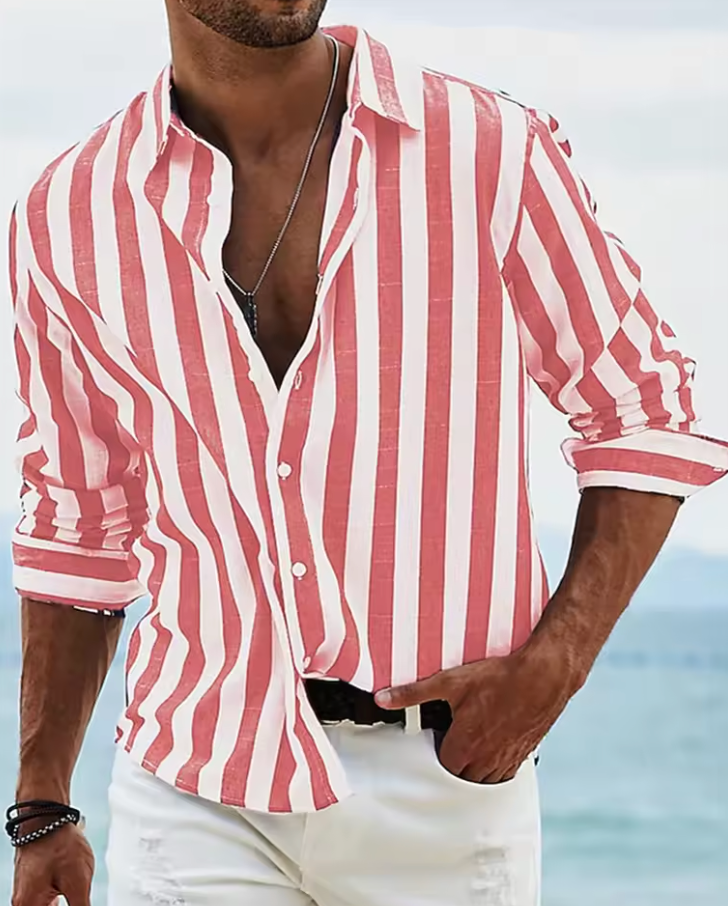 Riviera Stripe Skjorta – Långärmad Randig Herrskjorta /Grön
