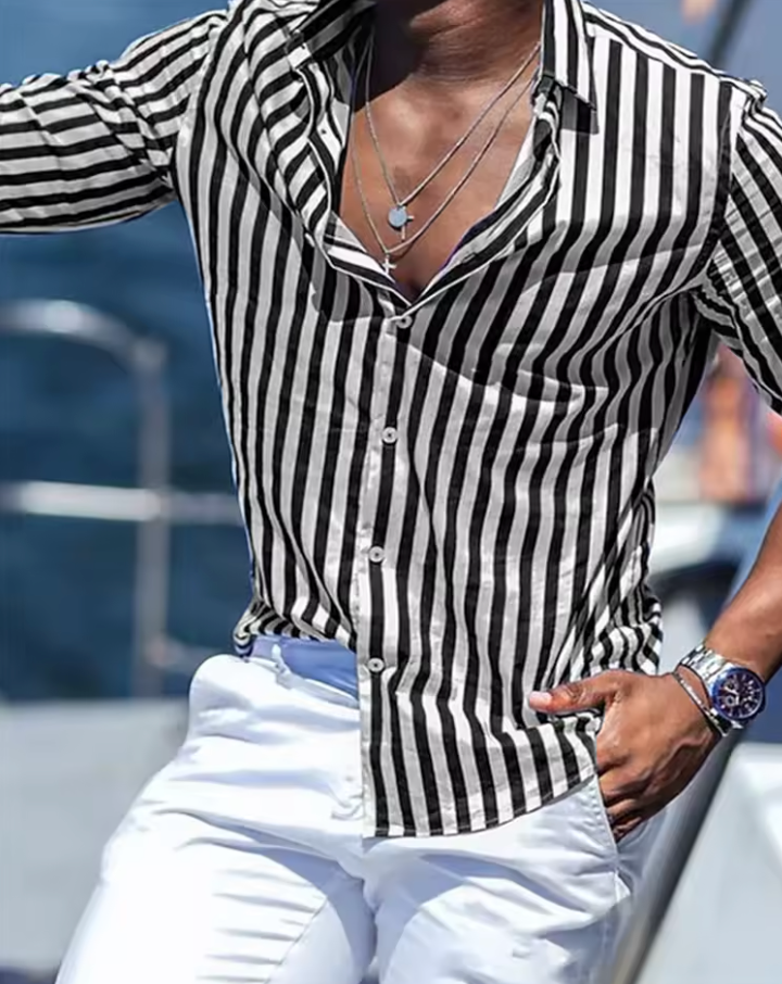 Riviera Stripe Skjorta – Långärmad Randig Herrskjorta /Gul