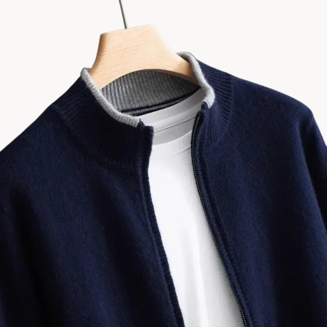 NOEL | Zip-Cardigan i Äkta Merinoull för Herr
