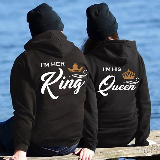 Hoodie för par med Hans Drottning och Hennes Kung