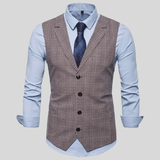 Herrväst - Slim Fit - Enkelknäppt med Justerbar Passform - Stilren Festklädsel