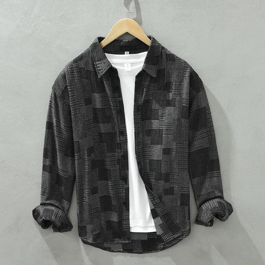 Herrskjorta Modern Patchwork Andningsbar Bomull Polyester