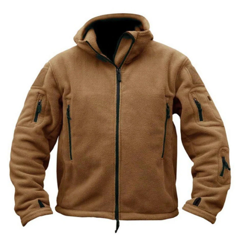Herrjacka med Huva – Fleece – Normal Passform – Hel Dragkedja – Flera Dragkedjefickor