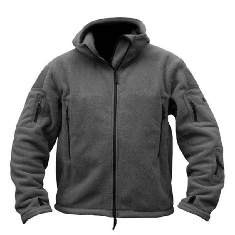 Herrjacka med Huva – Fleece – Normal Passform – Hel Dragkedja – Flera Dragkedjefickor