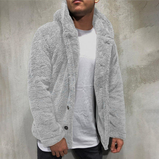 Herrjacka med huva – Fleece – Avslappnad passform – Knäppning fram