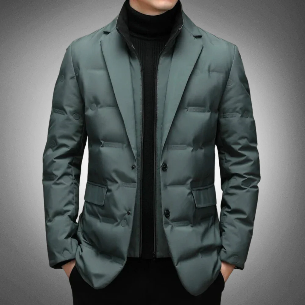 Herr Blazer Parka Puffjacka – Stilfull och Varm Vinterjacka
