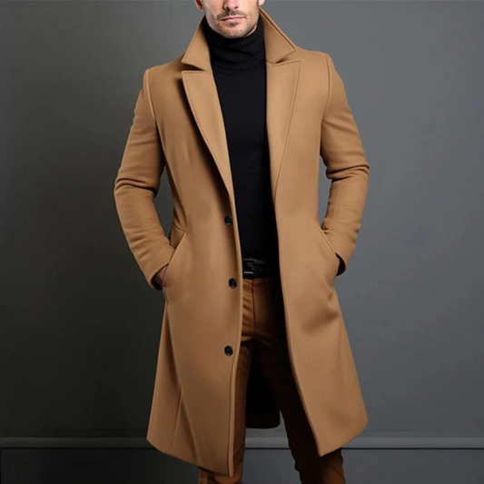 Klassisk ulltrenchcoat för män – Hållbar, elegant och tidlös