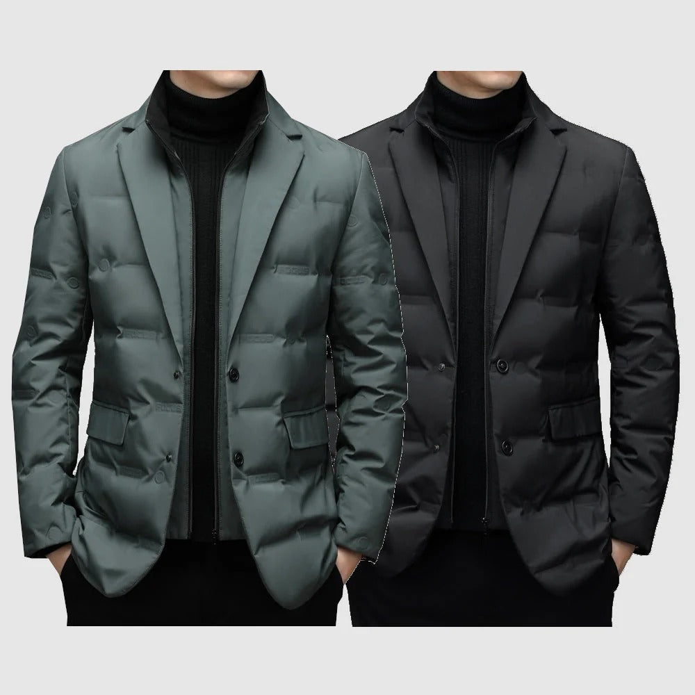 Herr Blazer Parka Puffjacka – Stilfull och Varm Vinterjacka