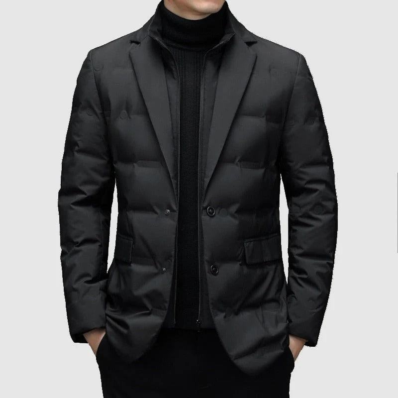 Herr Blazer Parka Puffjacka – Stilfull och Varm Vinterjacka