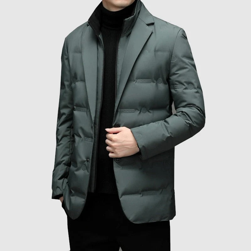 Herr Blazer Parka Puffjacka – Stilfull och Varm Vinterjacka