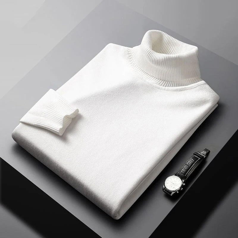 Mäns Turtleneck Klassisk Design Mjuk Bomullsblandning